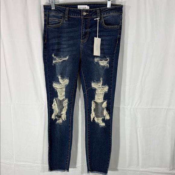Cello Women's Distressed Blue Jeans - Picture 1 of 9